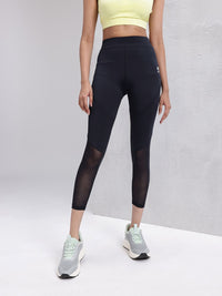 HRX by Hrithik Roshan Women Brand Logo Detail Mesh Rapid-Dry Cropped Training Tights
