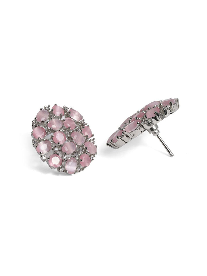 Rubans Silver & Pink Circular Studs
