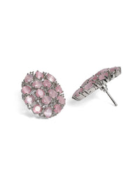 Rubans Silver & Pink Circular Studs