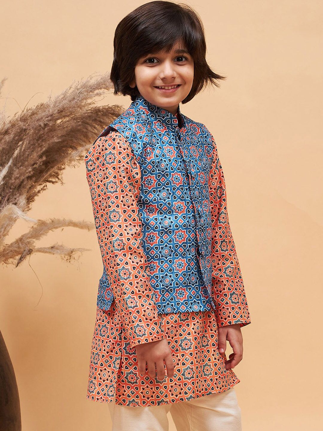 VASTRAMAY Boys Printed Nehru Jacket