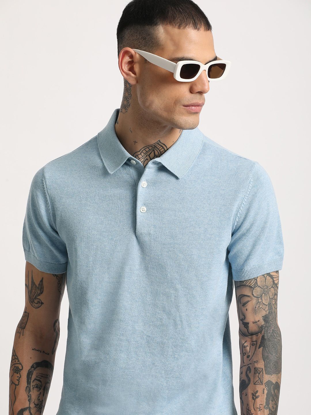THE BEAR HOUSE Men Solid Regular Fit Cotton Polo Collar T-Shirt