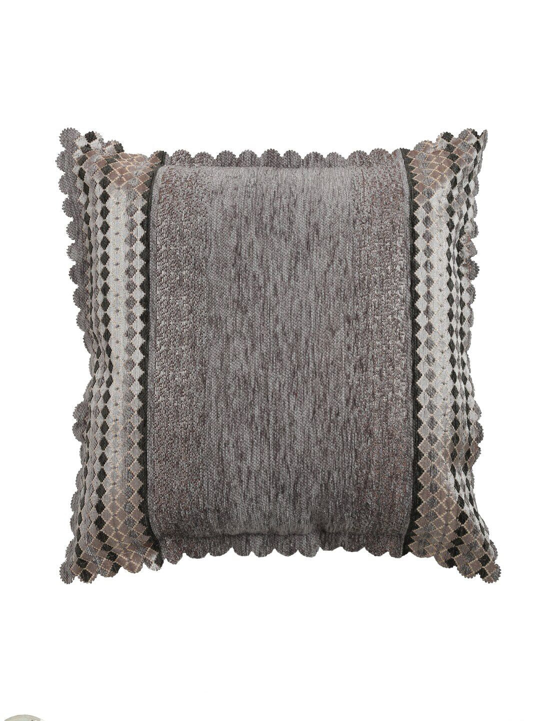 HOSTA HOMES Grey & Beige Set of 5 Velvet Square Cushion Covers