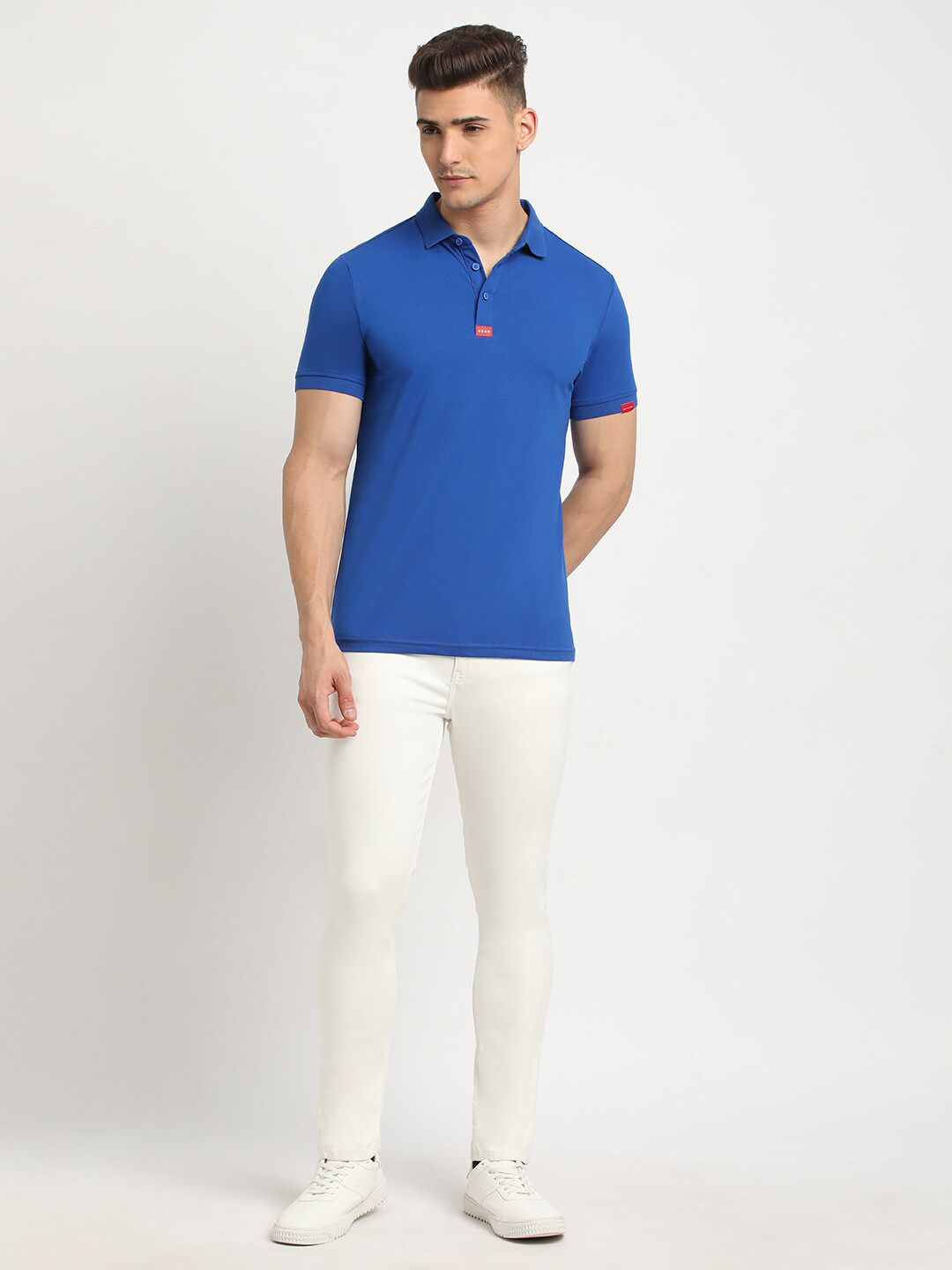 THE BEAR HOUSE Polo Collar Short Sleeves Slim Fit T-shirt