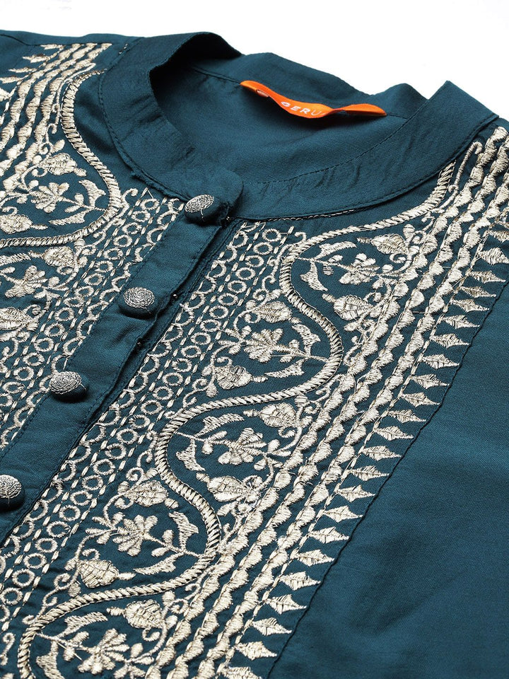 Gerua By Libas Floral Yoke Design Regular Sequinned Kurta with Trousers  Dupatta