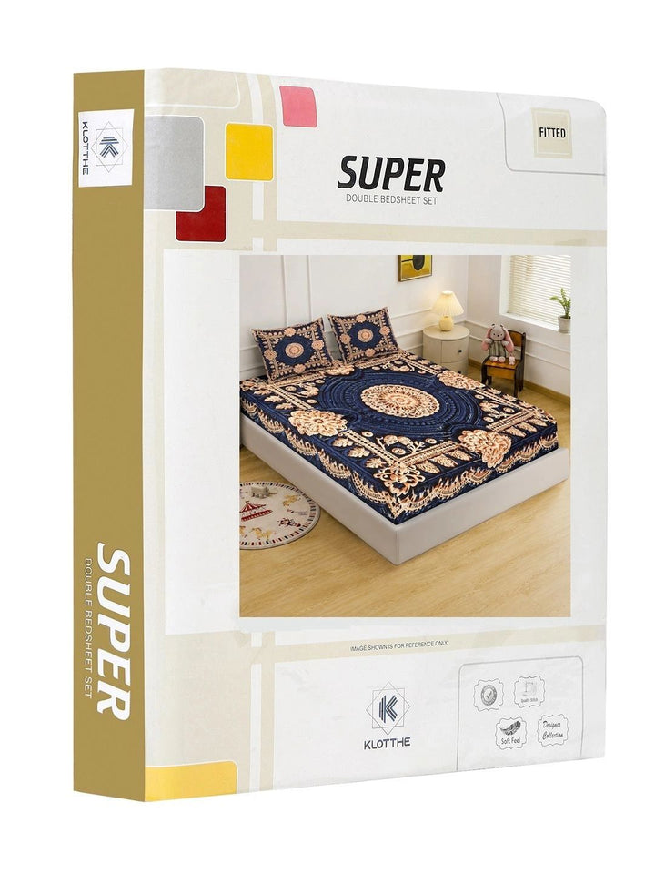 Moda Rapido X KLOTTHE Bunga Biru & Warna Peach Cadar King 400 TC dengan 2 Sarung Bantal