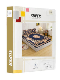 Moda Rapido X KLOTTHE Bunga Biru & Warna Peach Cadar King 400 TC dengan 2 Sarung Bantal