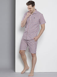 The Indian Garage Co Men Pure Cotton Checked Night suit