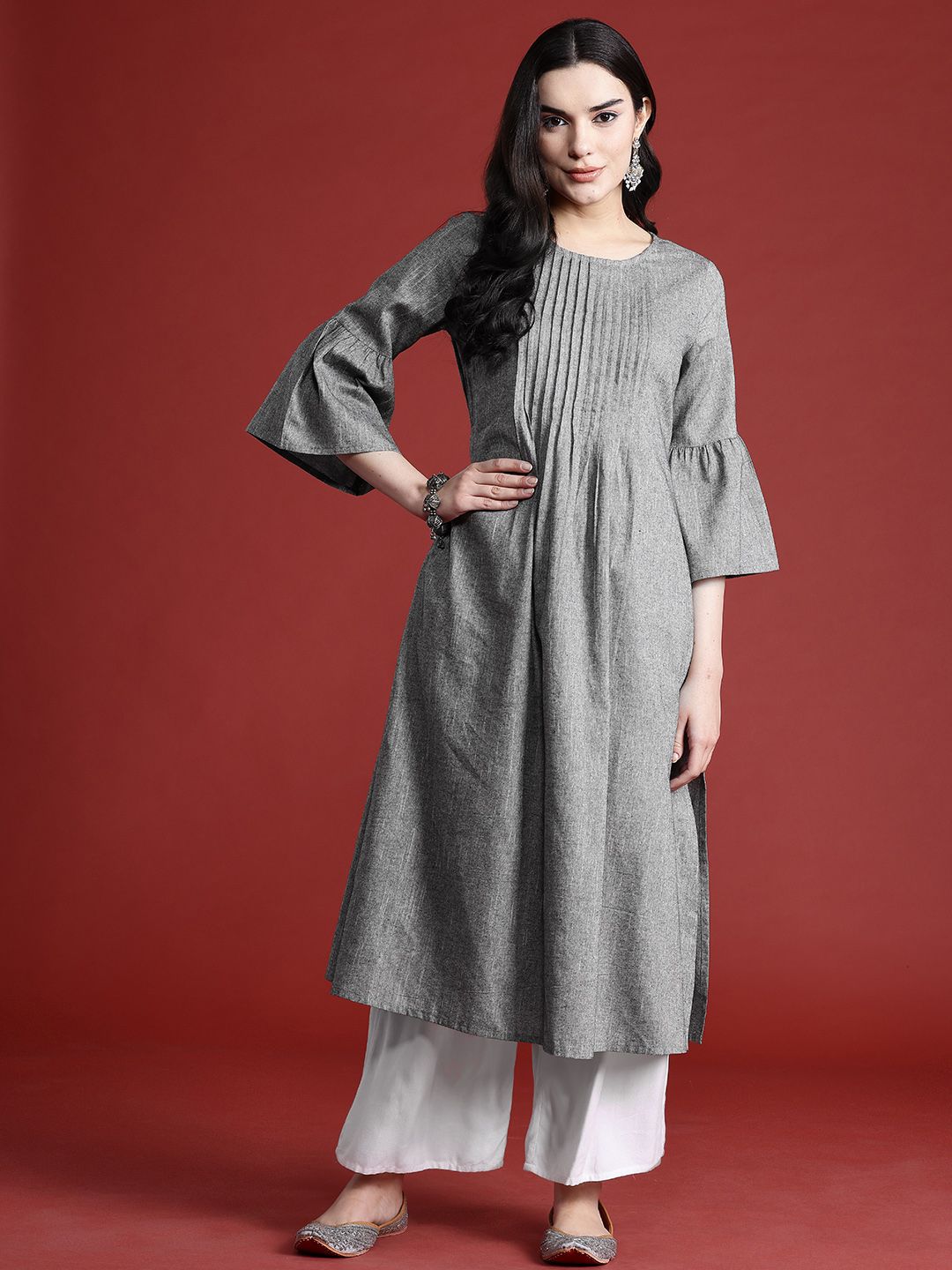 all about you Bell Sleeves Pleated Kurta