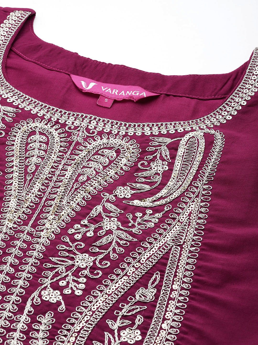 Varanga Paisley Zzari Embroidered Regular Kurta with Trousers & Dupatta