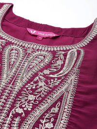 Varanga Paisley Zzari Embroidered Regular Kurta with Trousers & Dupatta