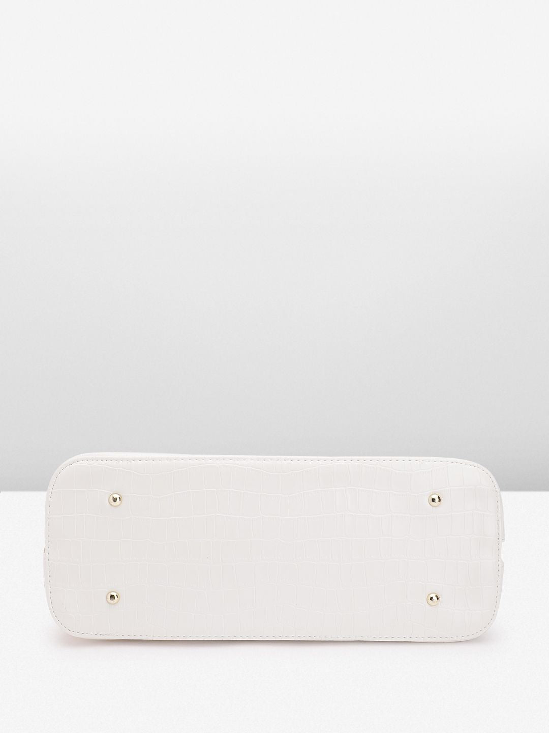 Lino Perros White Croc Textured Structured Shoulder Bag