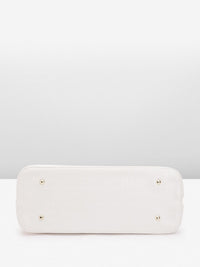 Lino Perros White Croc Textured Structured Shoulder Bag