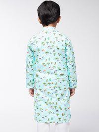 SOJANYA Boys Sea Green Floral Printed Kurta