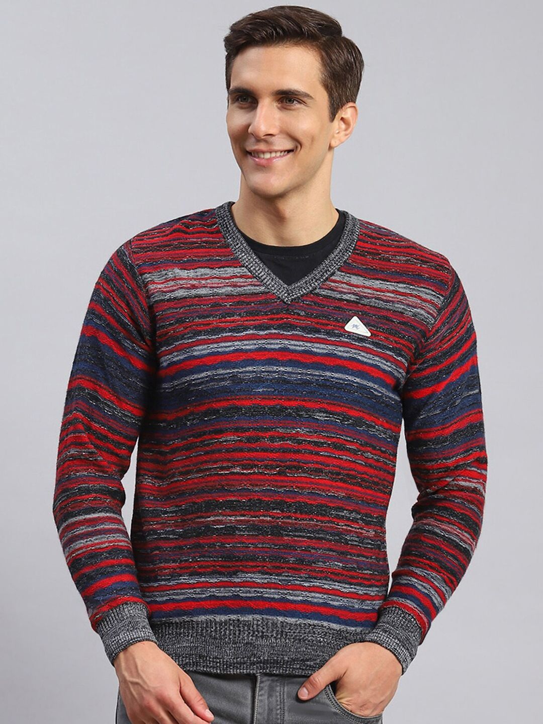 Monte Carlo V-Neck Striped Woollen Pullover