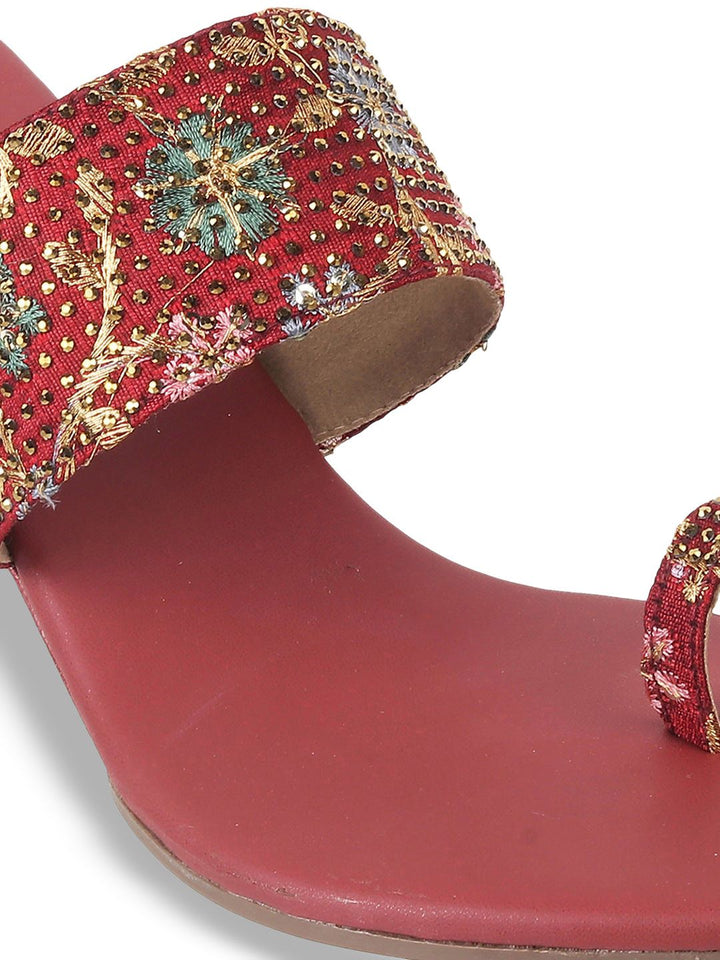 Metro Embellished Open Toe Wedge Heels