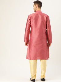 SOJANYA Men Pink Woven Design Straight Kurta