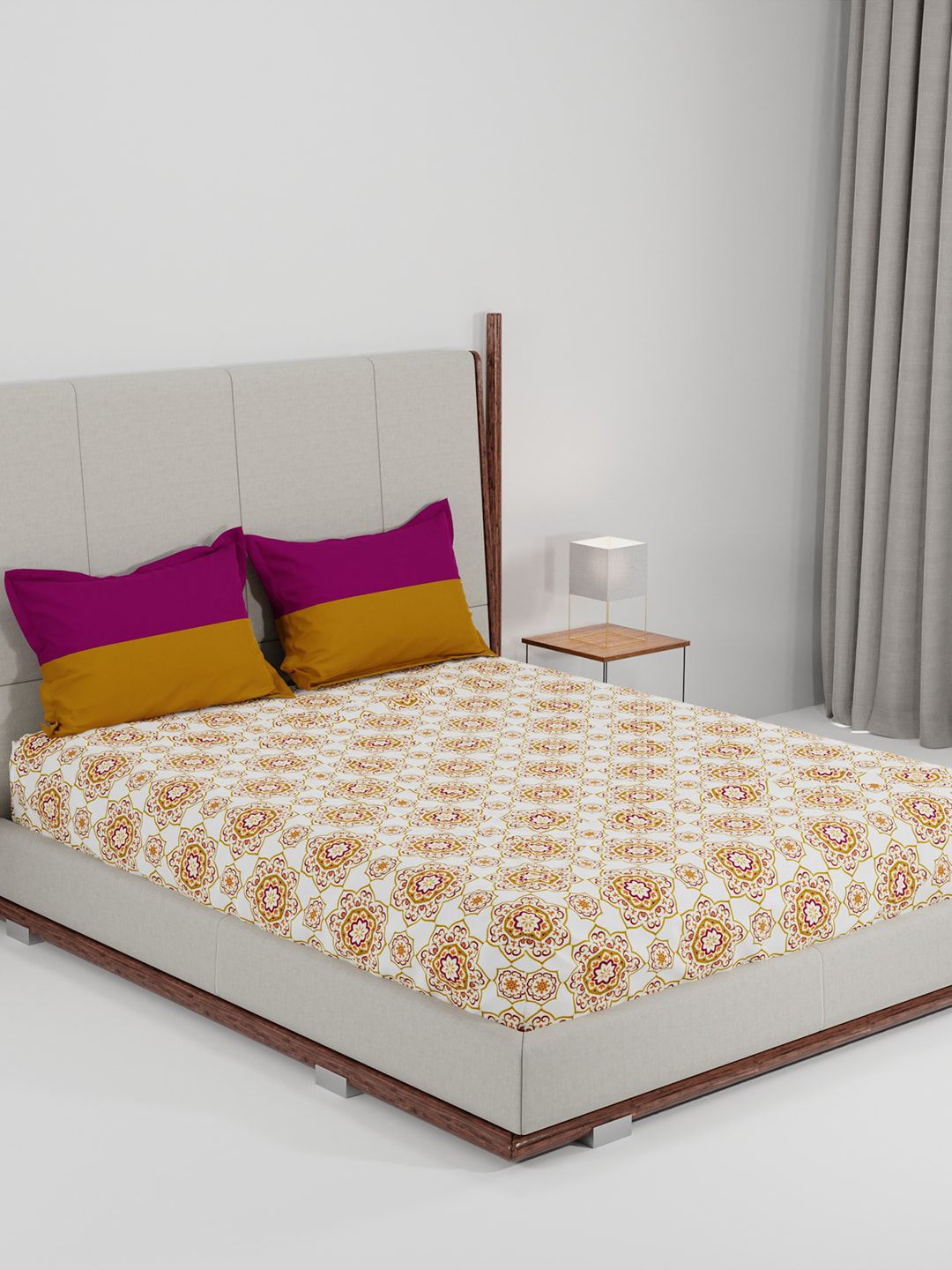 MYTRIDENT Unisex Mustard Bedsheets
