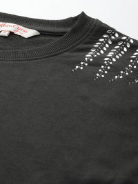 all about you Long Sleeves Studded Embellished Sweatshirt