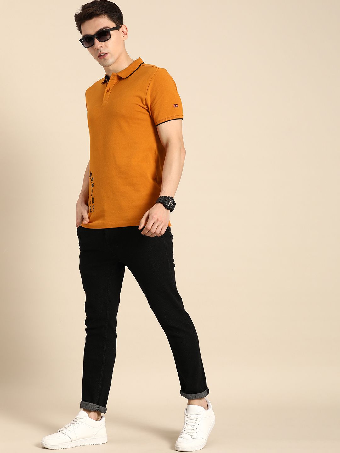Menjadi Lelaki Pakaian Manusia Logo Jenama Kapas Tulen T-Shirt Kolar Polo