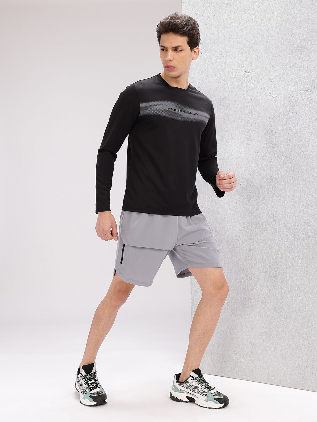 HRX by Hrithik Roshan Men Brand Logo Striped Rapid-Dry Running T-shirt