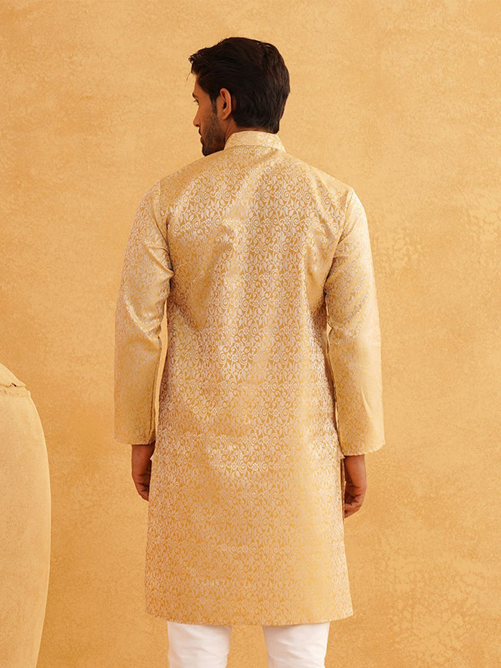 SOJANYA Kurta Lurus Bercetak Berwarna Emas Lelaki