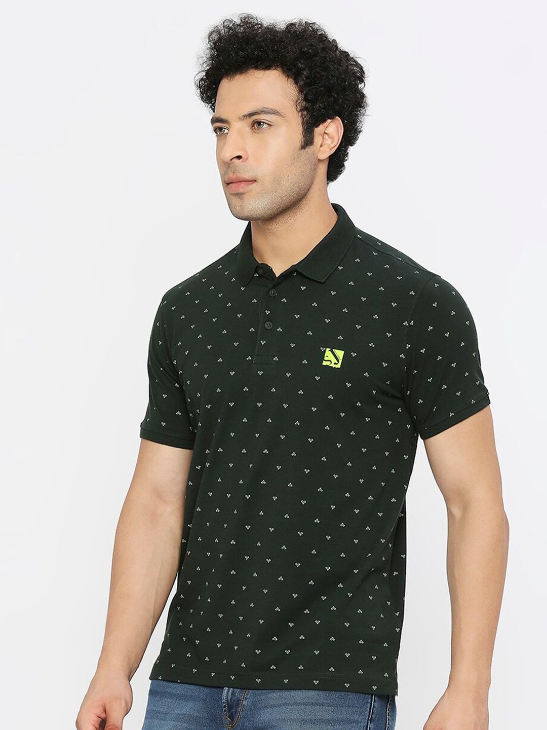 SPYKAR Printed Polo Collar Cotton T-shirt