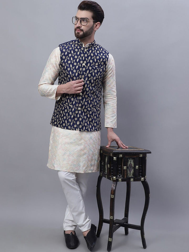 SOJANYA Embroidered Thread Work Kurta and churidar with Nehru Jacket
