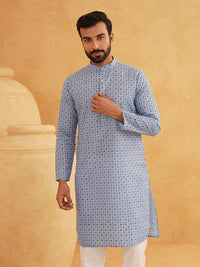 SOJANYA Ethnic Motif Embroidered Cotton Linen Kurta