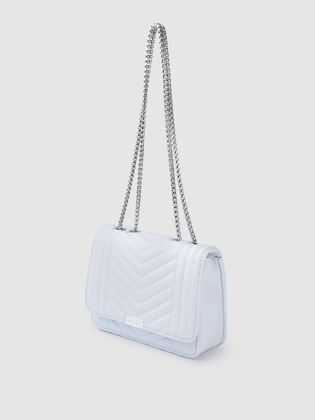 Lino Perros Women Blue Solid Quilted Structured Shoulder Bag