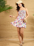 Berrylush Floral Print Off-Shoulder Fit & Flare Mini frock Dress