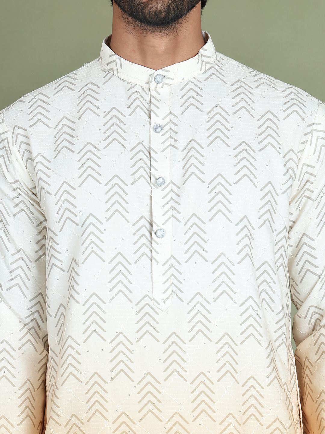 Anouk Abstract Print Mandarine collar straight Kurta with Pyjamas