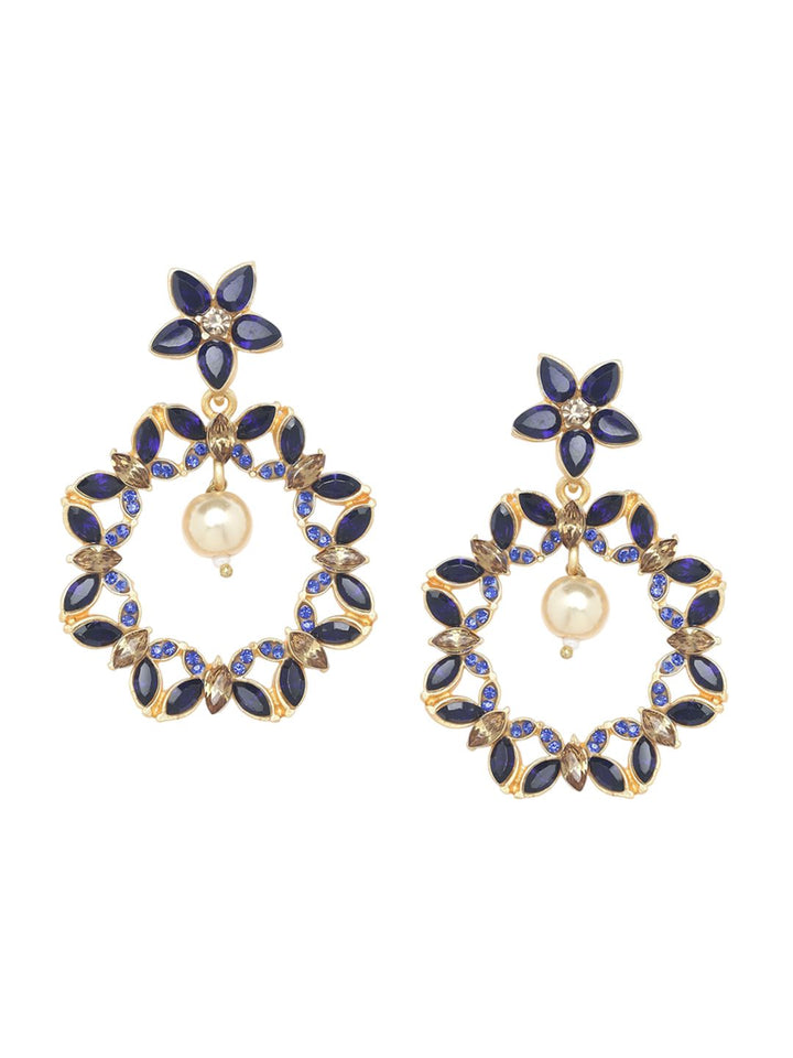 Anouk Gold Plated Cubic Zirconia Studded Circular Drop Earrings
