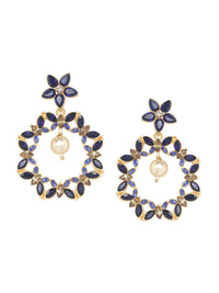 Anouk Gold Plated Cubic Zirconia Studded Circular Drop Earrings