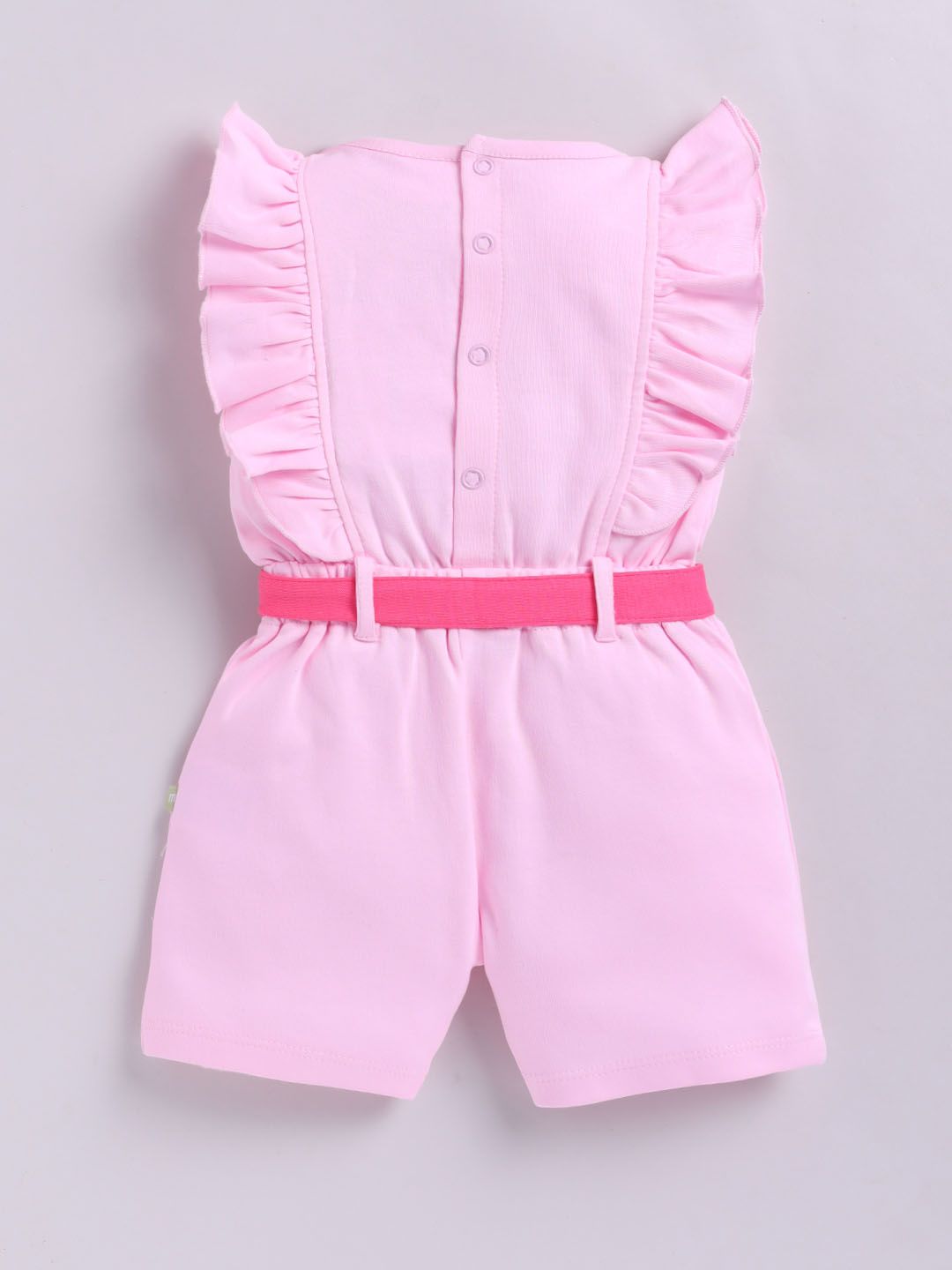 Moms Love Infant Girls Barbie Printed Pure Cotton Ruffled Basic Jumpsuit
