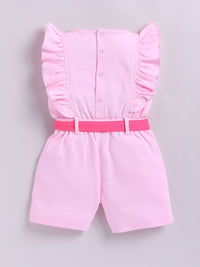 Moms Love Infant Girls Barbie Printed Pure Cotton Ruffled Basic Jumpsuit