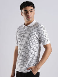 Baju-T Kapas Kolar Polo Bercetak Bunga ADRO