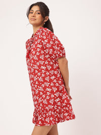 DressBerry Spring Romantics Floral Print Tie-Up Neck Mini Sheath Dress
