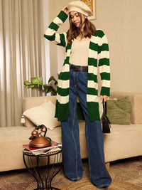 Berrylush Women Striped Longline Cardigan