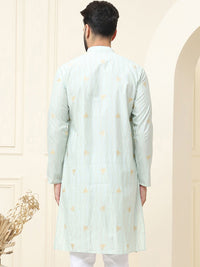 SOJANYA Geometric Woven Design Band Collar Neck Regular Cotton Silk Kurta