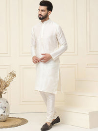 SOJANYA Mandarin Collar Silk Cotton Straight Kurta with Churidar & Nehru jacket