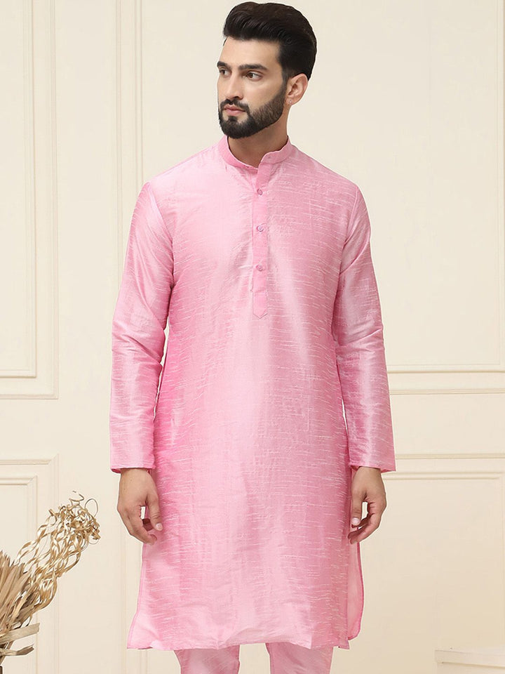SOJANYA Band Kolar Leher Lengan Panjang Biasa Dupion Silk Straight Kurta
