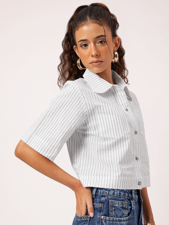 DressBerry Functional Fashion Striped Boxy Shirt