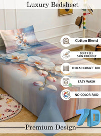 KLOTTHE Pink & White Floral Dilengkapi 400 TC Single Cadar 7D dengan 1 Sarung Bantal