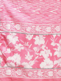 Libas Floral Printed Panelled Thread Work Pure Cotton Anarkali Kurta & Churidar & Dupatta