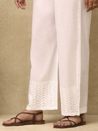 House of Chikankari Women White Cotton Chikankari Embroidered Palazzo