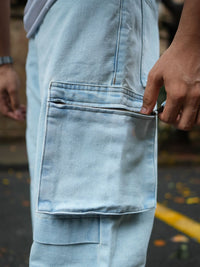 Powerlook Men Loose Fit Cotton Cargos Trousers