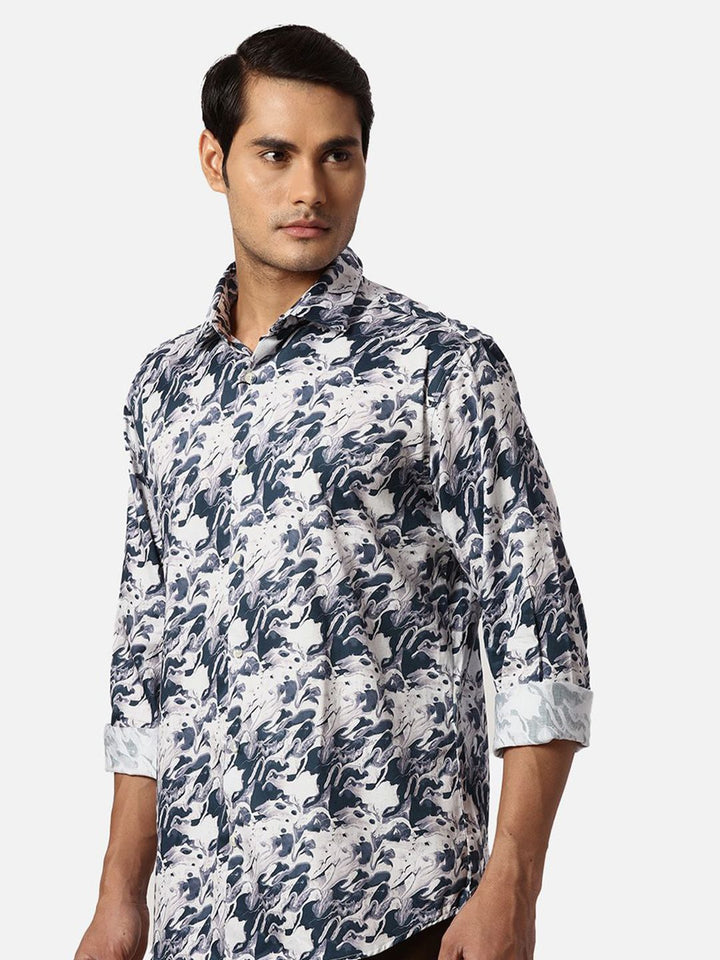 Park Avenue Men Spread Collar Abstract Printed Cotton Slim Fit Casual Shirt