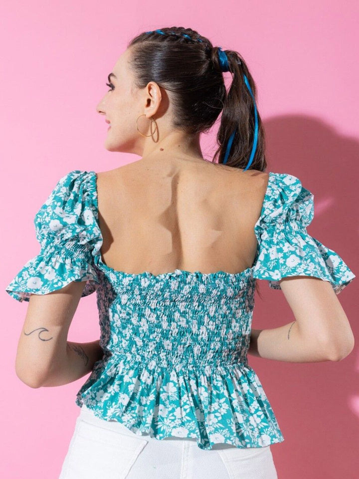 DressBerry Women Floral Printed Cinched Waist Top