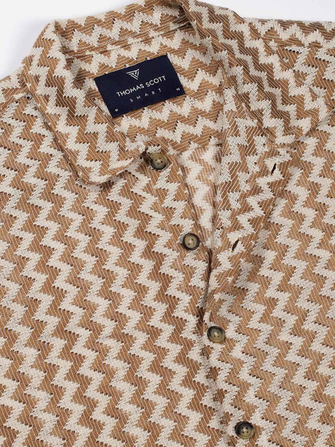 Thomas Scott Men Premium Spread Collar Vertical Striped Cotton Slim Fit Casual Shirt