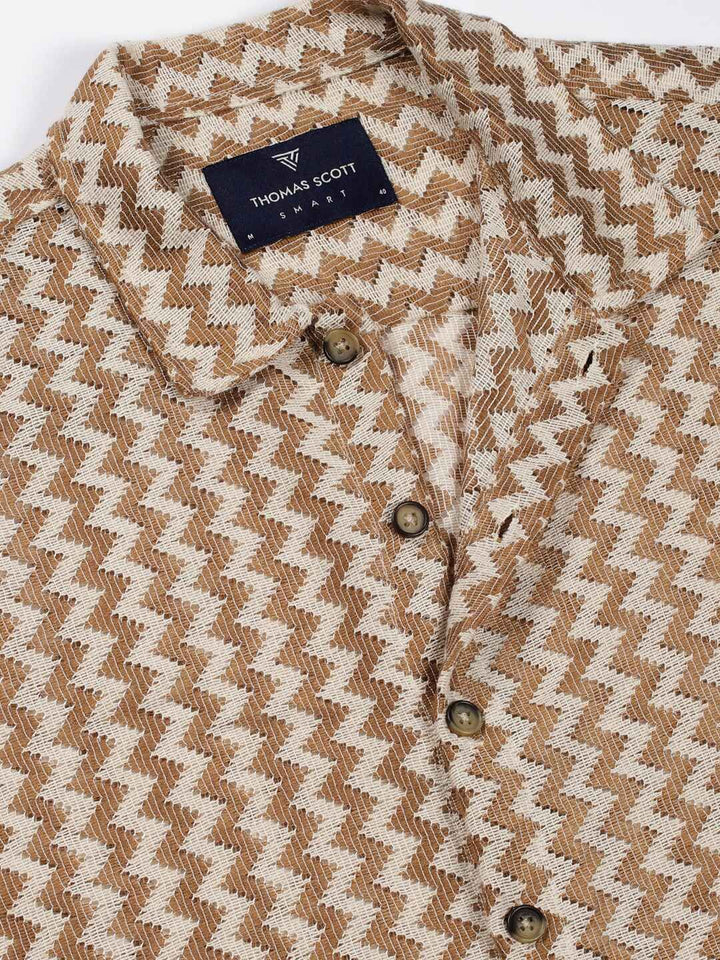 Thomas Scott Men Premium Spread Collar Vertical Striped Cotton Slim Fit Casual Shirt